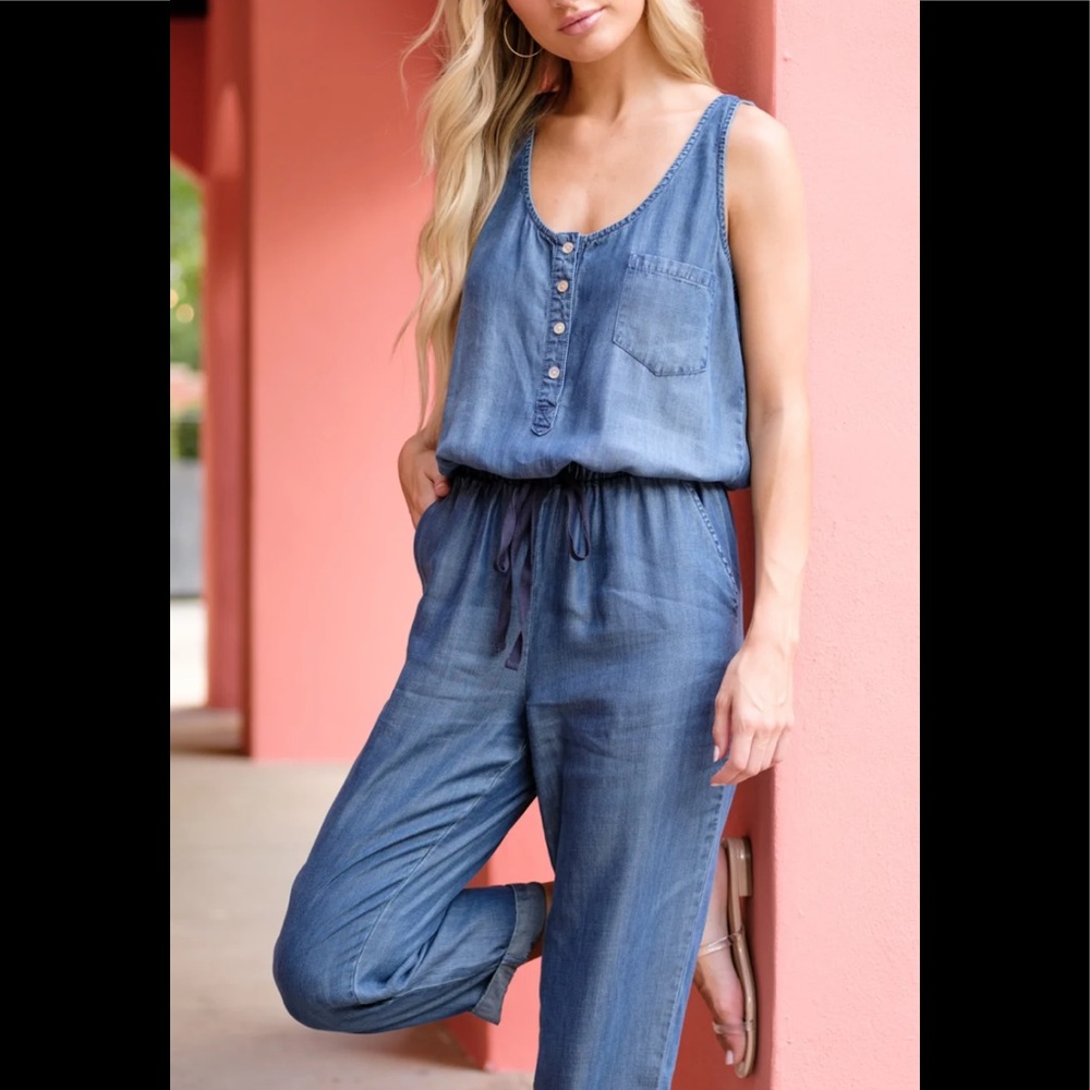 Love Stitch Denim Jumpsuit